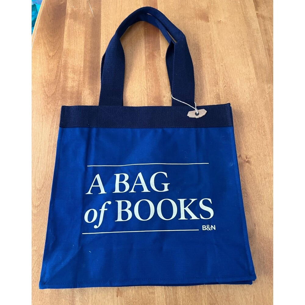 Barnes & Noble Bag of Books Tote Bag Blue Organic Cotton Reading NWOT